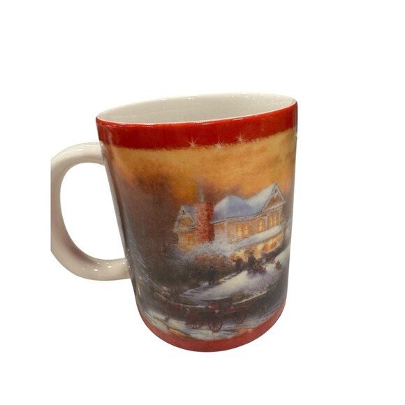 AMCAL Thomas Kinkade Christmas II Coffee Mug with Holiday Screen EUC Collectible - Picture 4 of 9